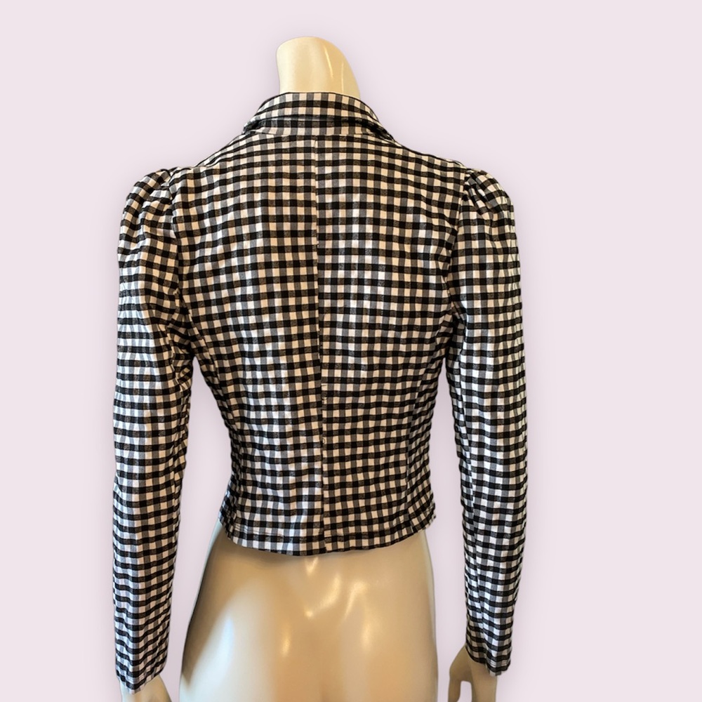 Haute Monde Black plaid blazer crop one button size small - Picture 2 of 5